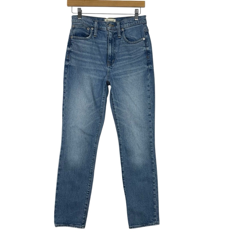 Madewell Slim Boyjean Womens 24 Petite High Rise Straight Leg Blue Denim Jeans